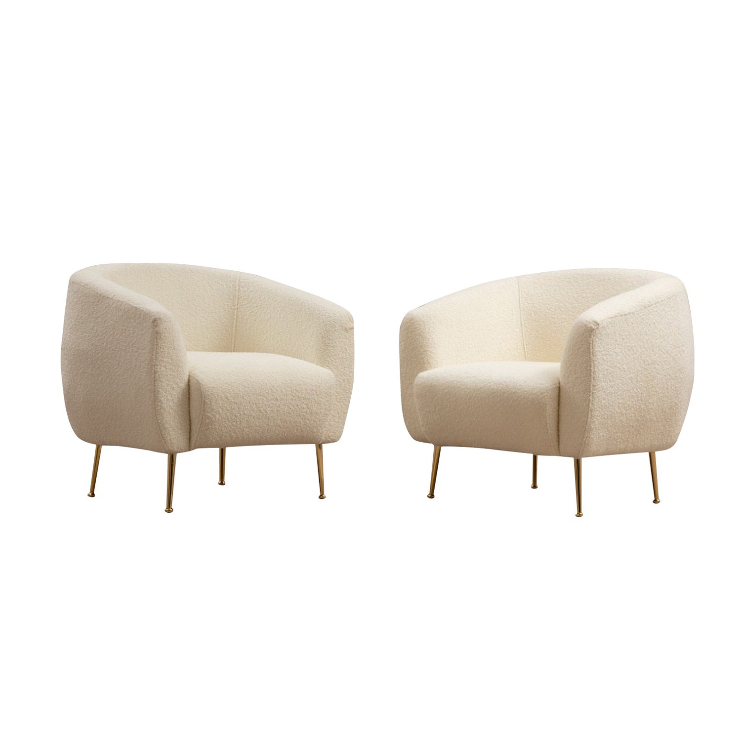 Eses Cream Bouclette  Wing Chair – Designer Lounge Armchair