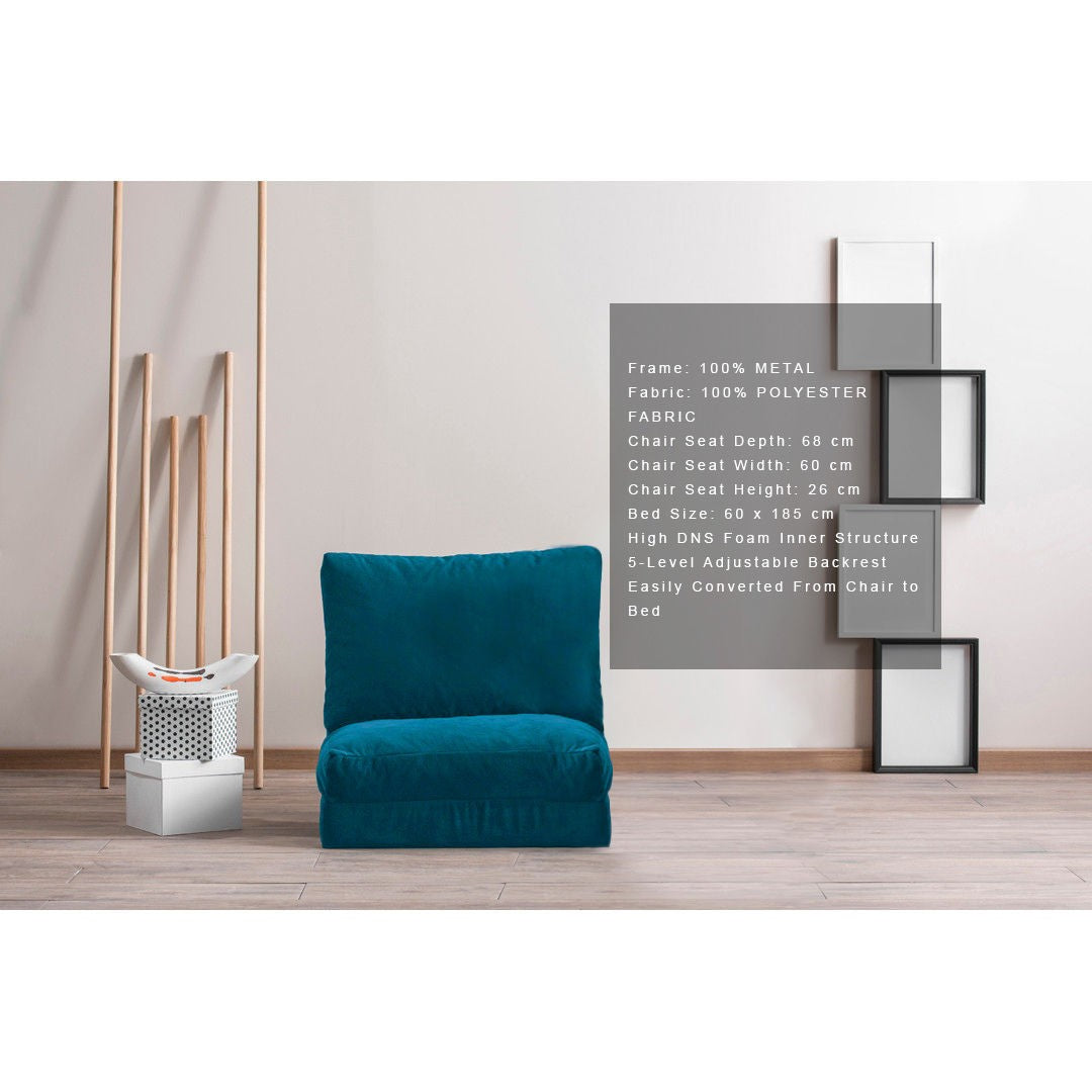 Taida 1 Seater Sofa Bed - Green Fabric| Single Sofa Bed for Guests