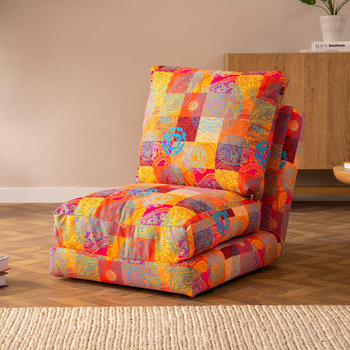 Taida Multicolor 1 Seater Sofa Bed Patchwork Fabric 