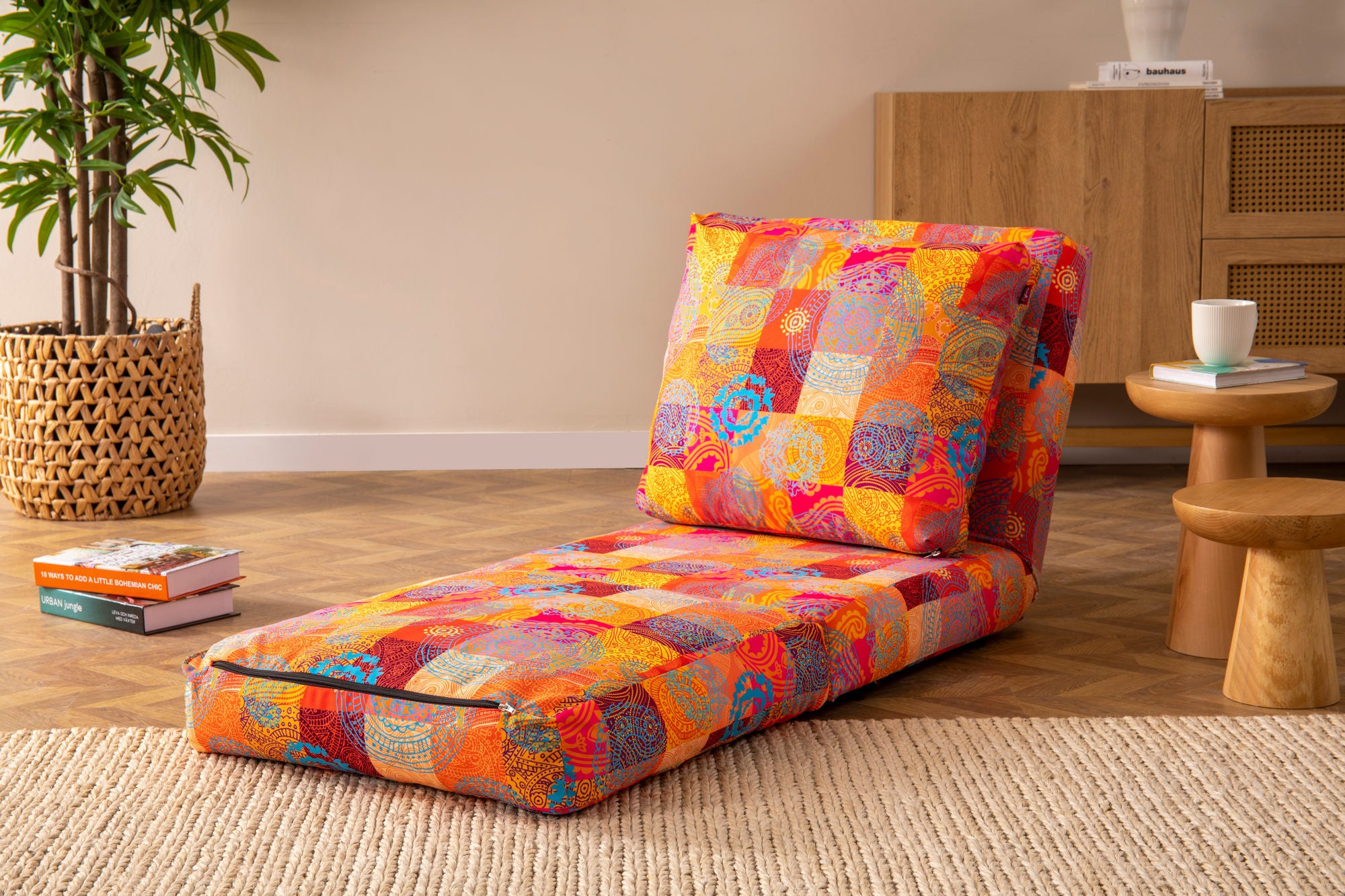 Taida – Multicolor 1 Seater Sofa Bed - Patchwork Fabric |