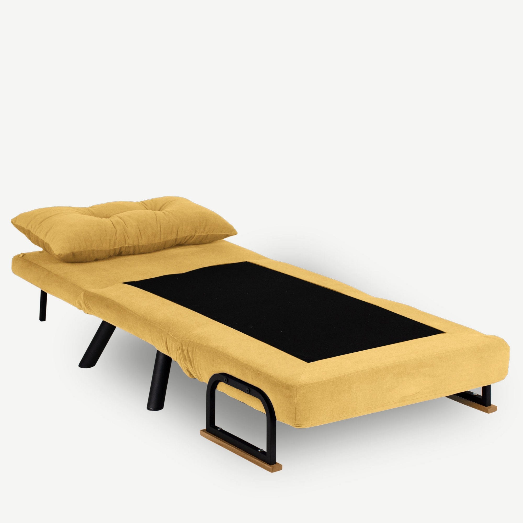 Sando  1 Seater Sofa Bed - Mustard Fabric| Single Sofa Bed for Guests