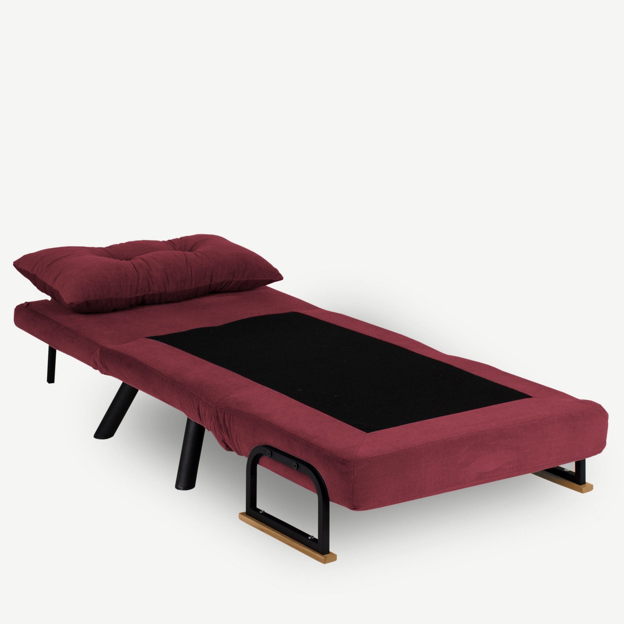 Sando – 1 Seater Sofa Bed - Maroon fabric| Single Sofa Bed for Guests