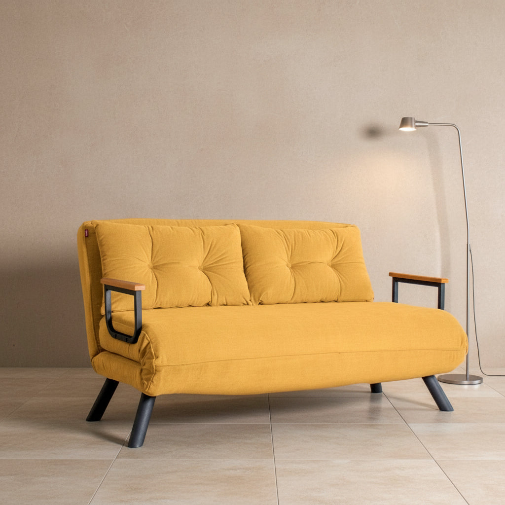 Sando 2-Seater Mustard Two-Seater Sofa Bed