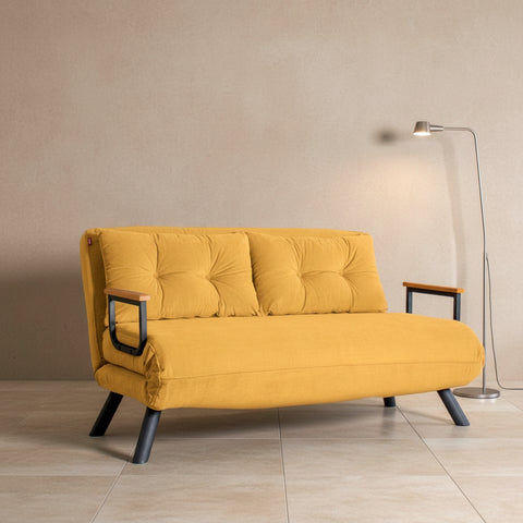 Sando 2-Seater Mustard Two-Seater Sofa Bed