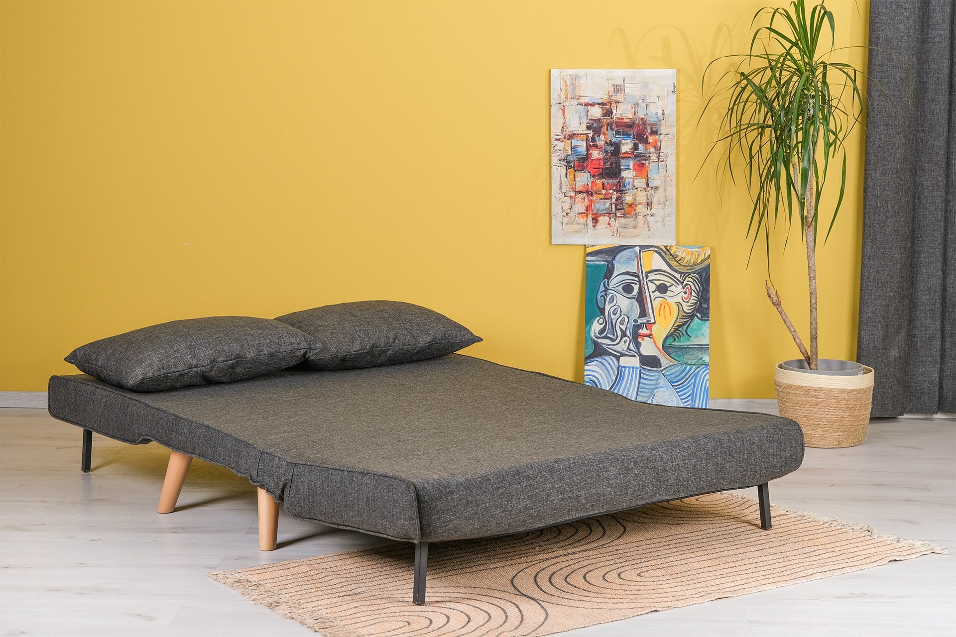 Folding 2-Seater Dark grey Two-Seater Sofa Bed