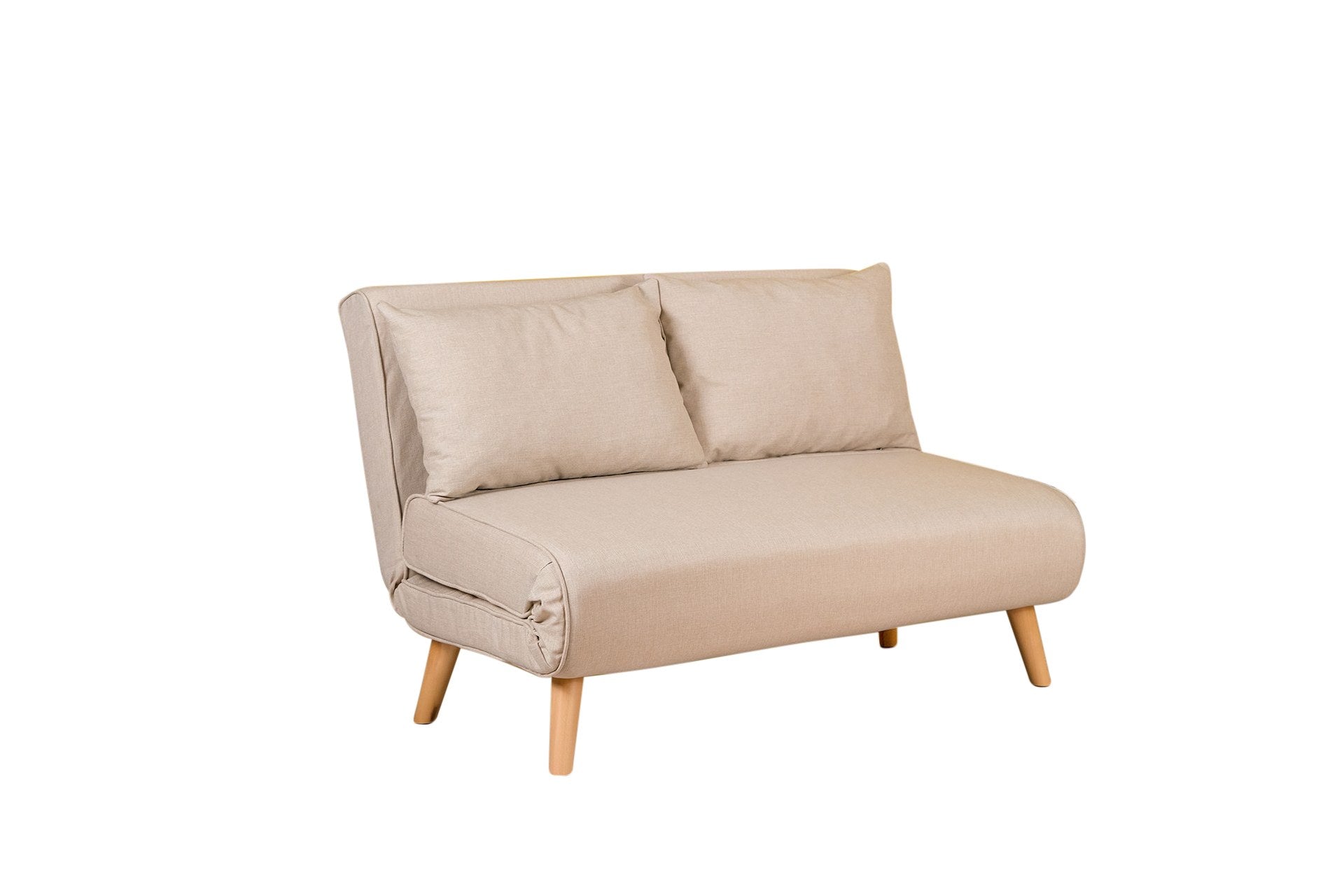 Folding  2-Seater - Cream Two-Seater Sofa Bed