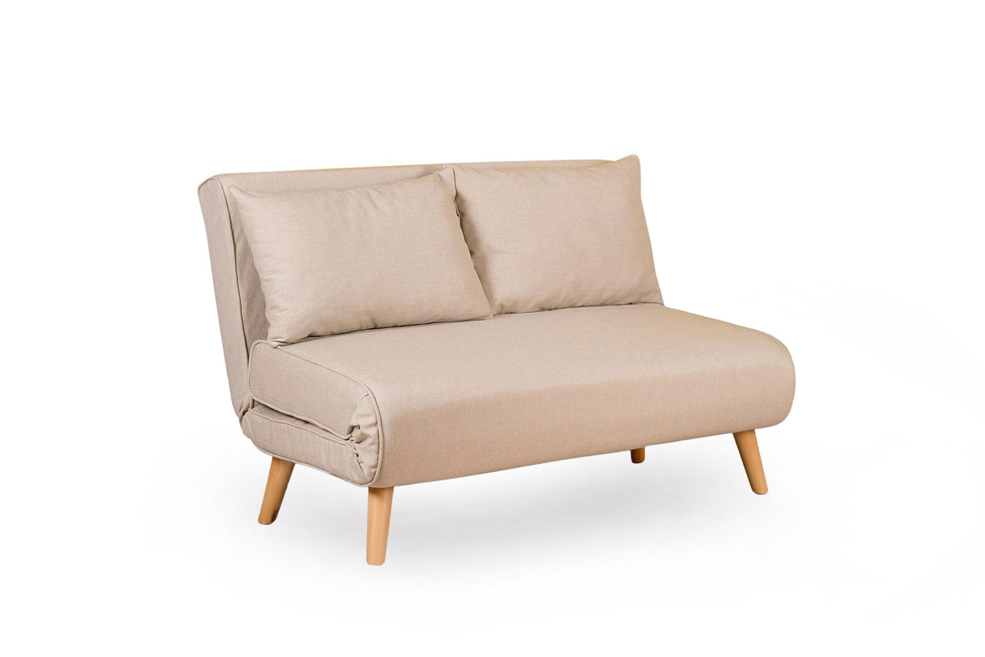 Folding  2-Seater - Cream Two-Seater Sofa Bed