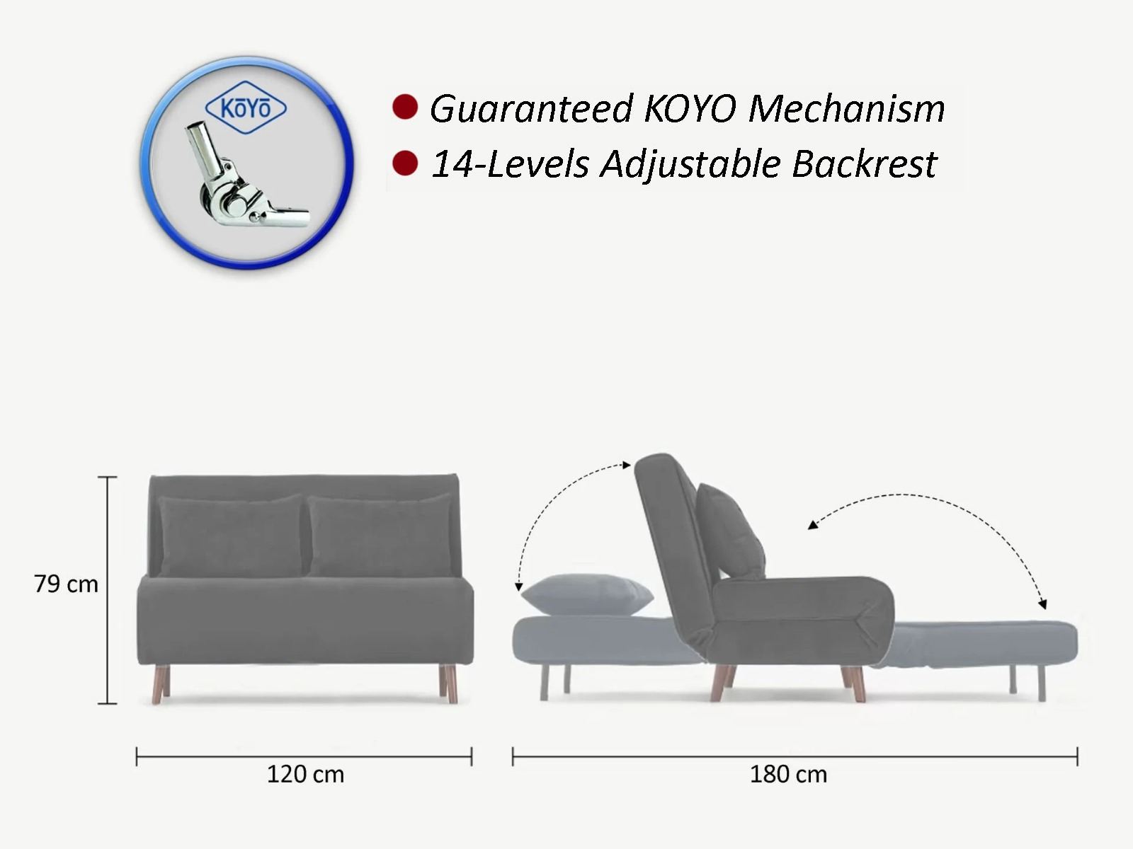 Folding  2-Seater - Cream Two-Seater Sofa Bed