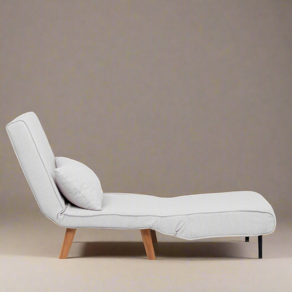 Folding –  1 Seater Sofa Bed - White Teddy Fabric | Compact Guest Bed