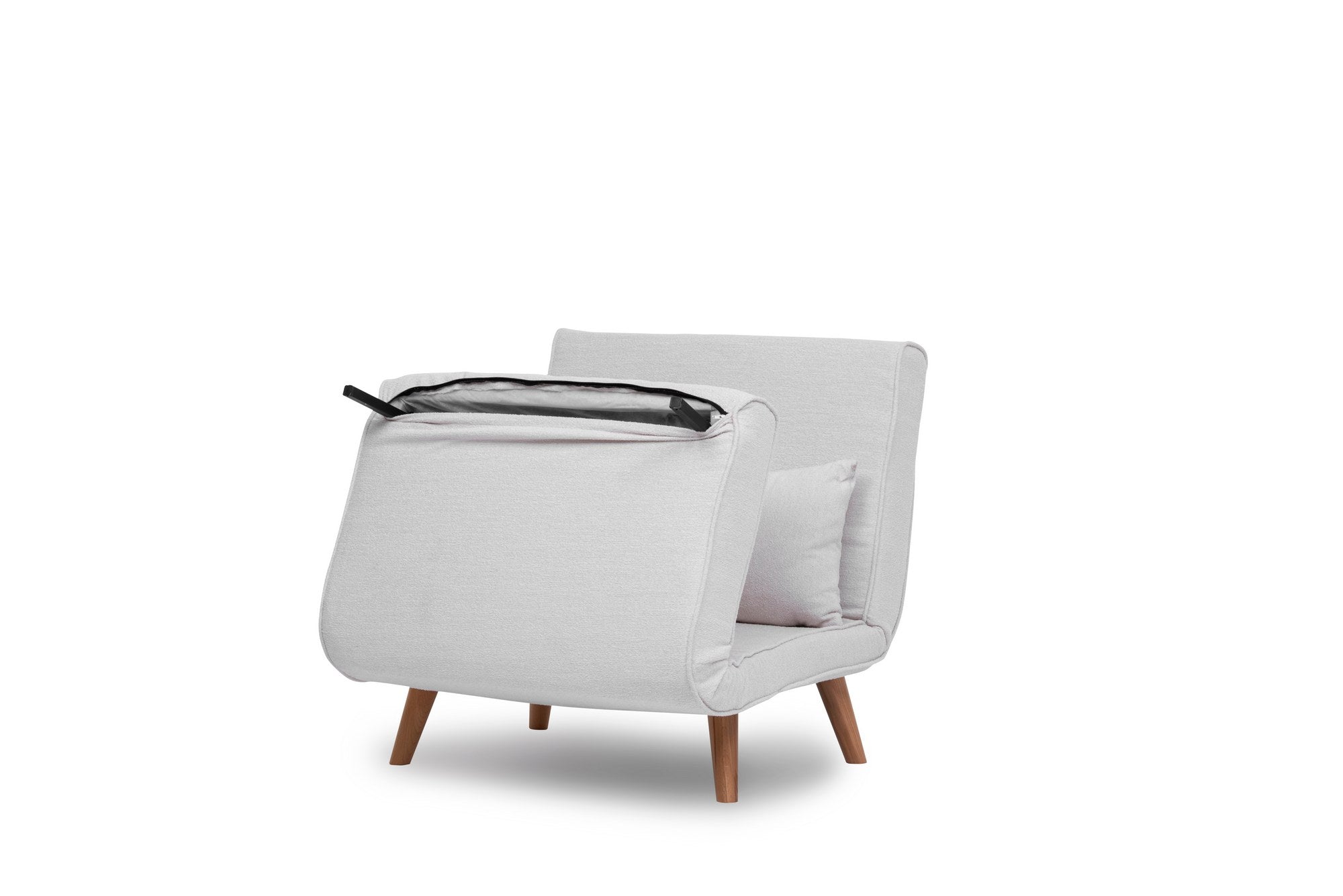 Folding –  1 Seater Sofa Bed - White Teddy Fabric | Compact Guest Bed