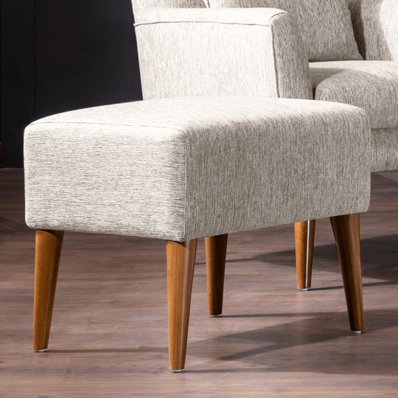 Zeni Puf  | Cream Pouffe – Modern Upholstered Ottoman