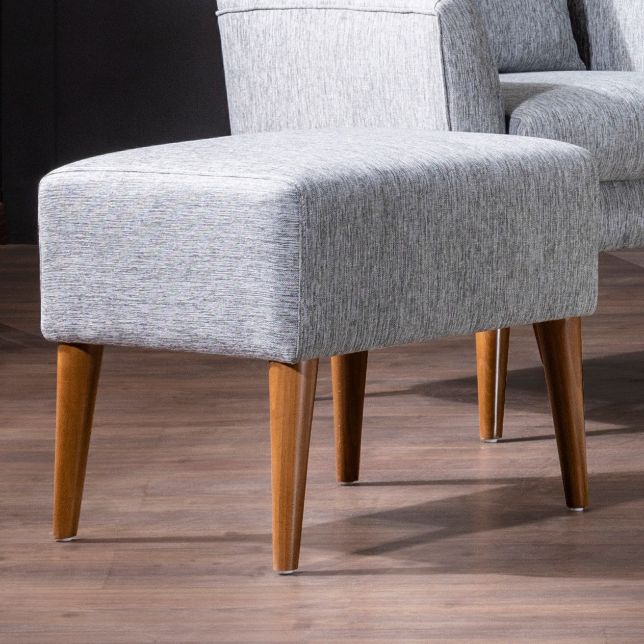 Zeni Puf  | Grey Pouffe – Modern Upholstered Ottoman