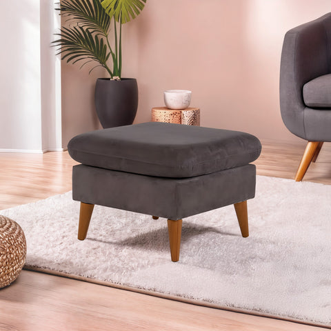 Sofia Puf  | Anthracite Pouffe – Modern Upholstered Ottoman