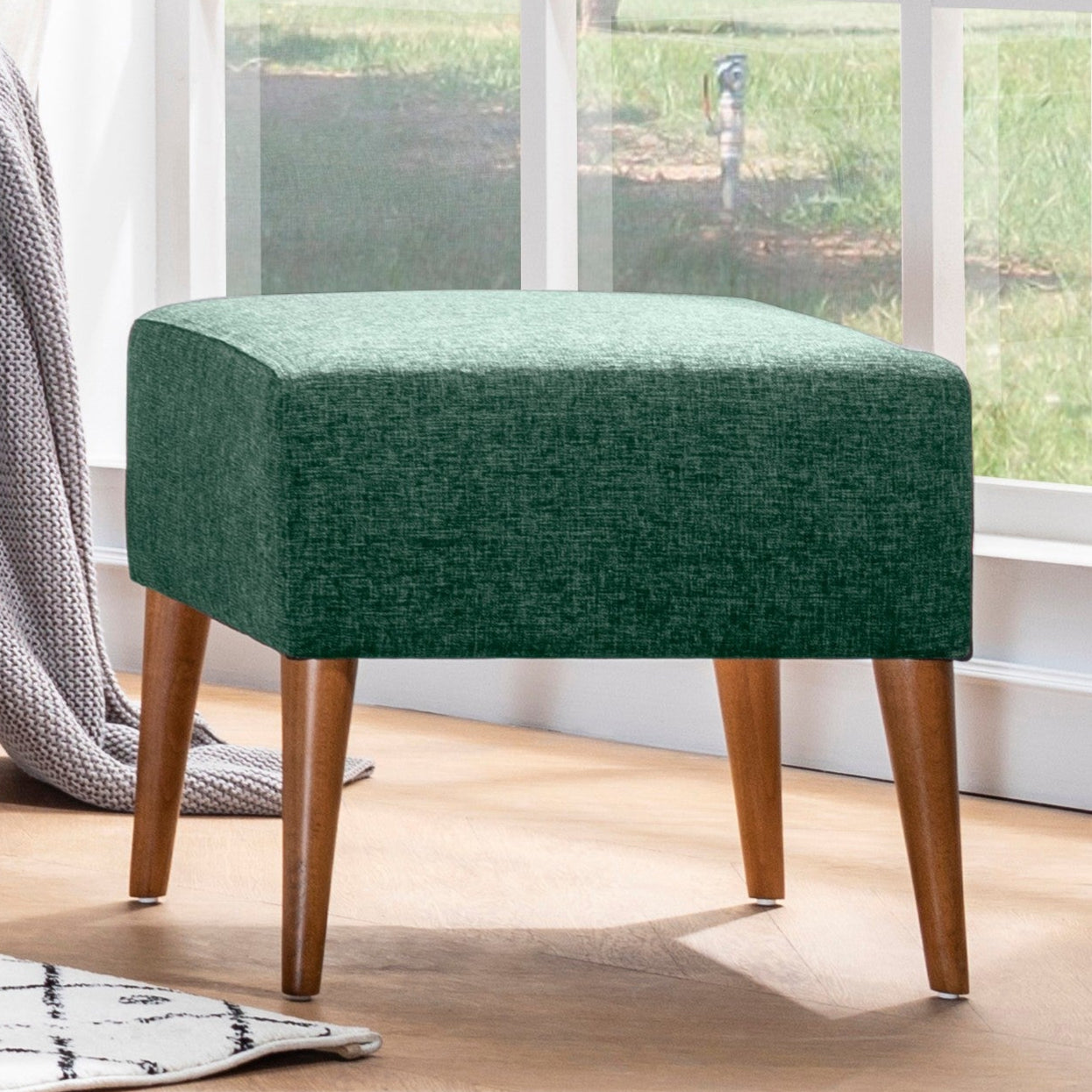 Zeni  | Green Pouffe – Modern Upholstered Ottoman