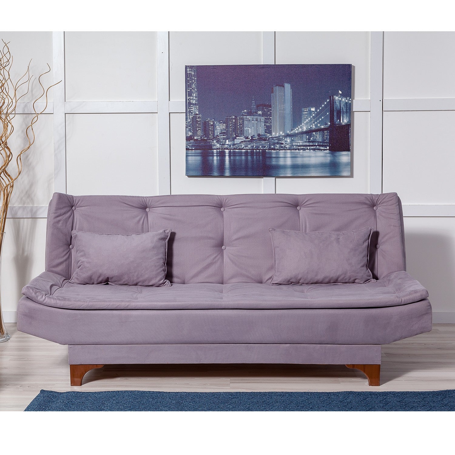 Kelebek Grey 3Seater Sofa Bed Large PullOut Couch for Guests