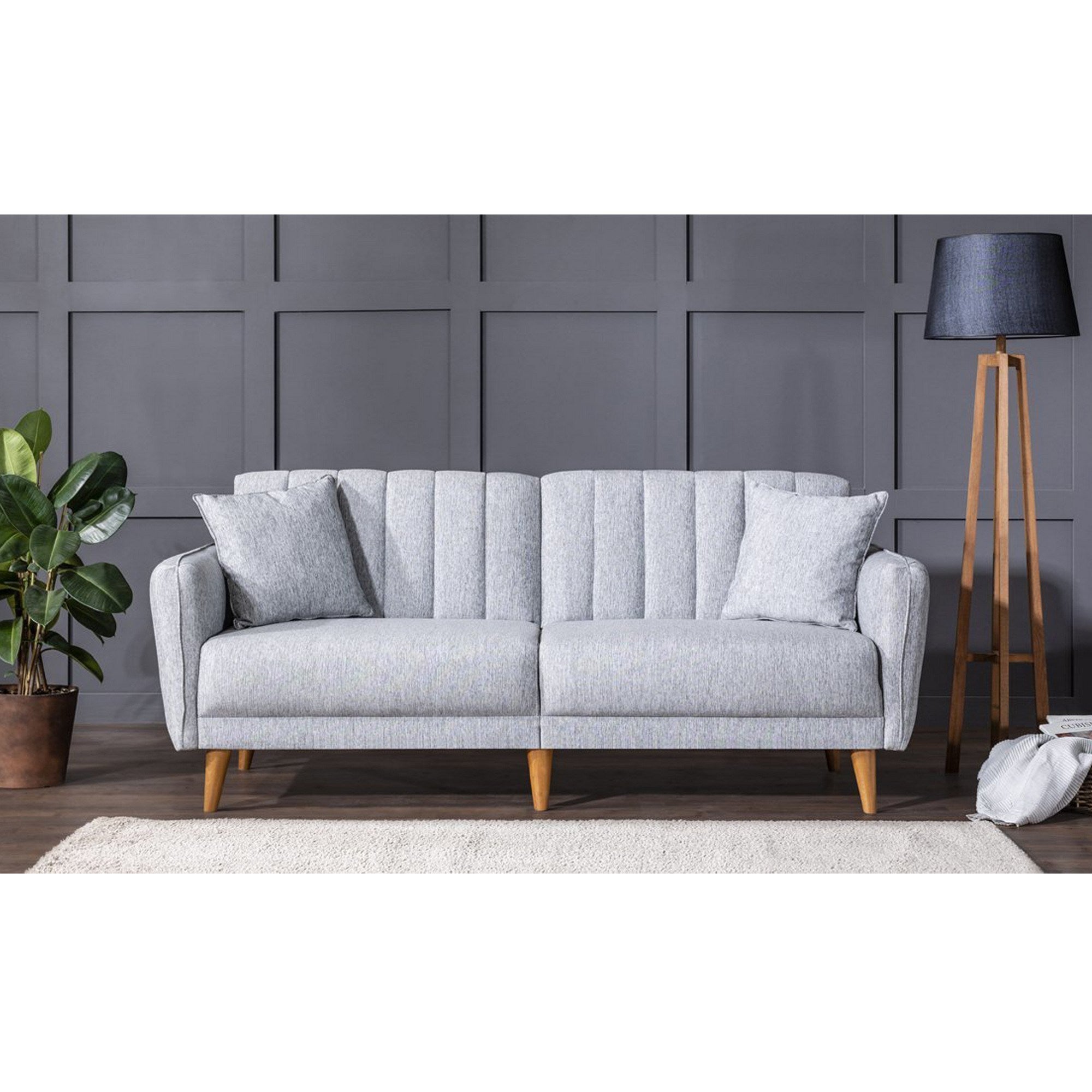 Aqua - Grey 3-Seater Sofa Bed | Large Pull-Out Couch for Guests