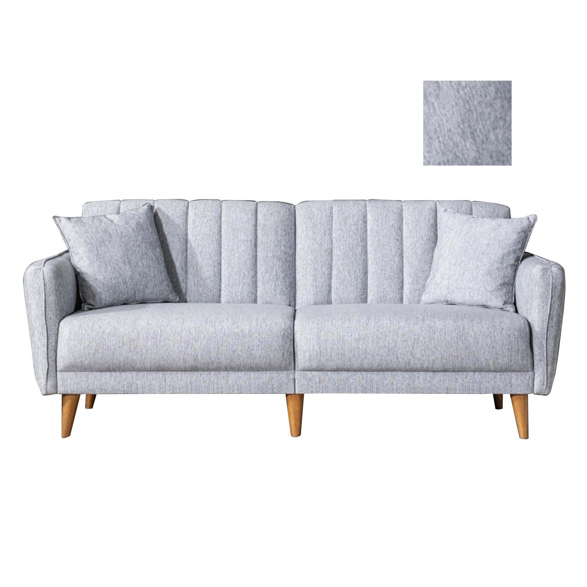 Aqua - Grey 3-Seater Sofa Bed | Large Pull-Out Couch for Guests