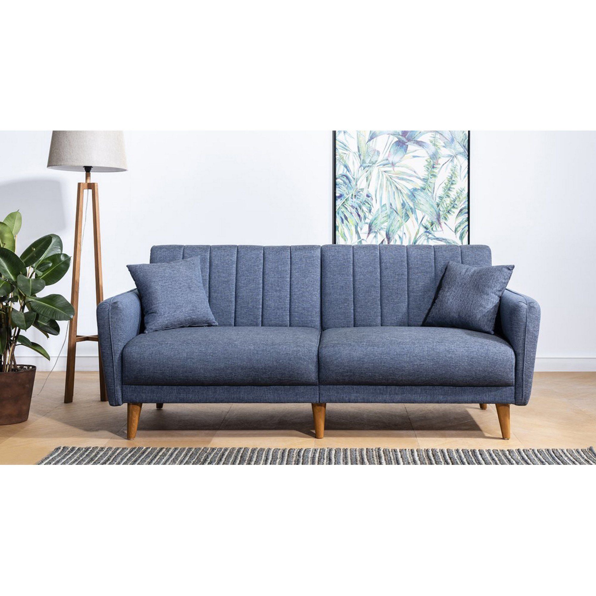 Aqua - Dark Blue 3-Seater Sofa Bed | Large Pull-Out Couch for Guests