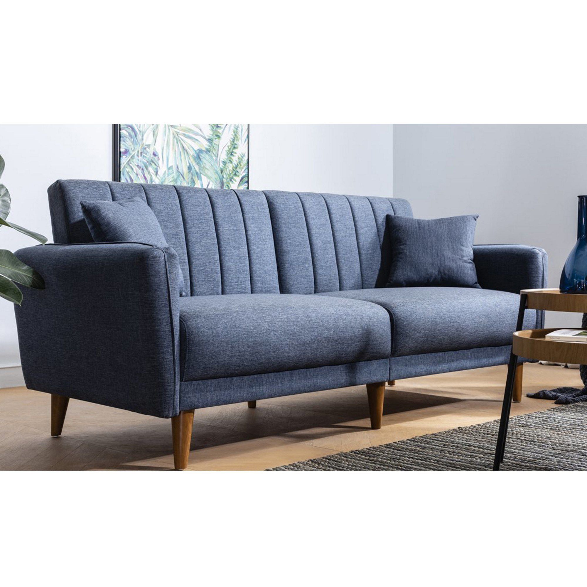 Aqua - Dark Blue 3-Seater Sofa Bed | Large Pull-Out Couch for Guests