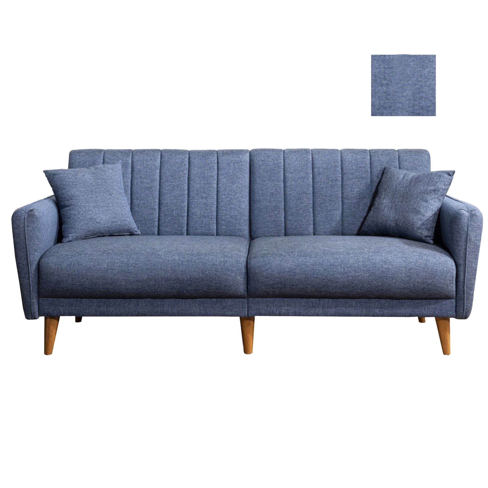Aqua - Dark Blue 3-Seater Sofa Bed | Large Pull-Out Couch for Guests