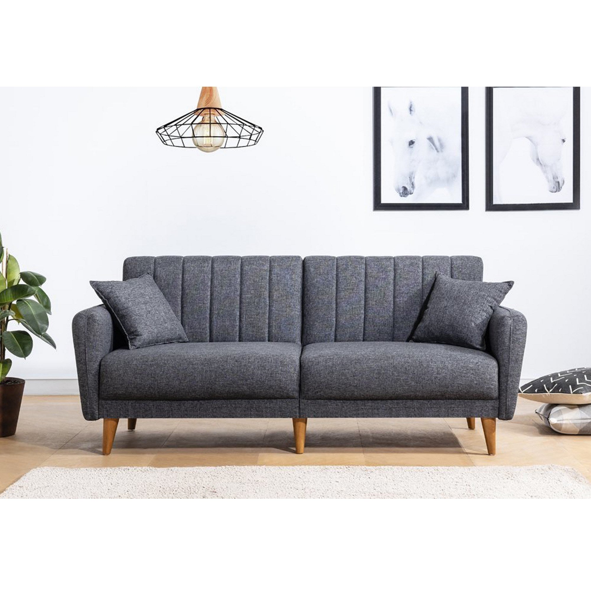 Aqua - Dark Grey 3-Seater Sofa Bed | Large Pull-Out Couch for Guests