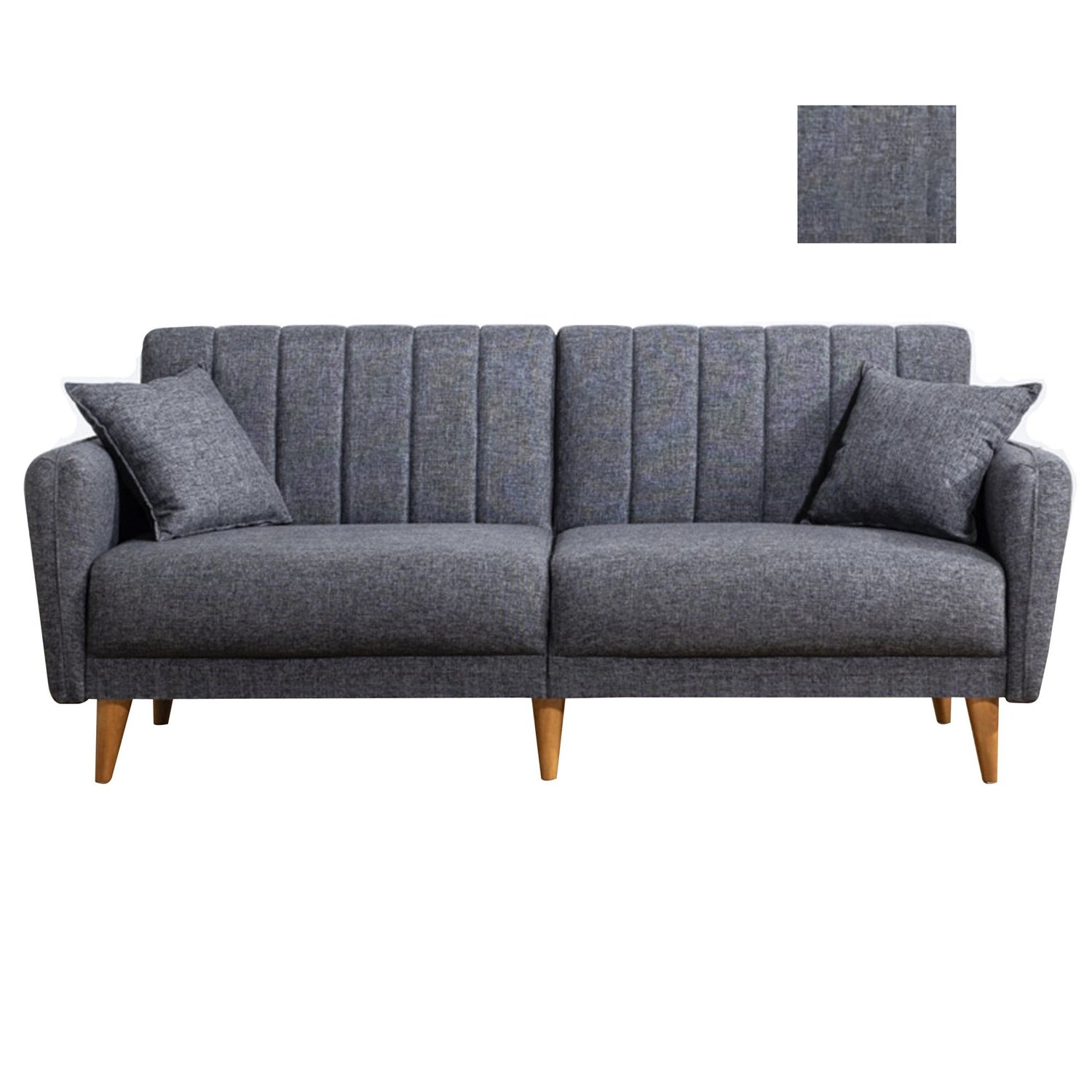 Aqua - Dark Grey 3-Seater Sofa Bed | Large Pull-Out Couch for Guests