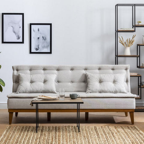 Fuoco - Cream 3-Seater Sofa Bed - | Large Pull-Out Couch for Guests