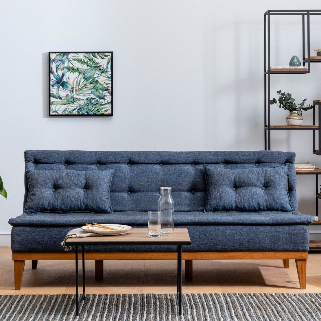 Fuoco - Dark Blue 3-Seater Sofa Bed | Large Pull-Out Couch for Guests