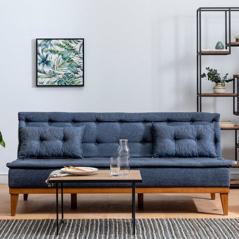 Fuoco - Dark Blue 3-Seater Sofa Bed | Large Pull-Out Couch for Guests