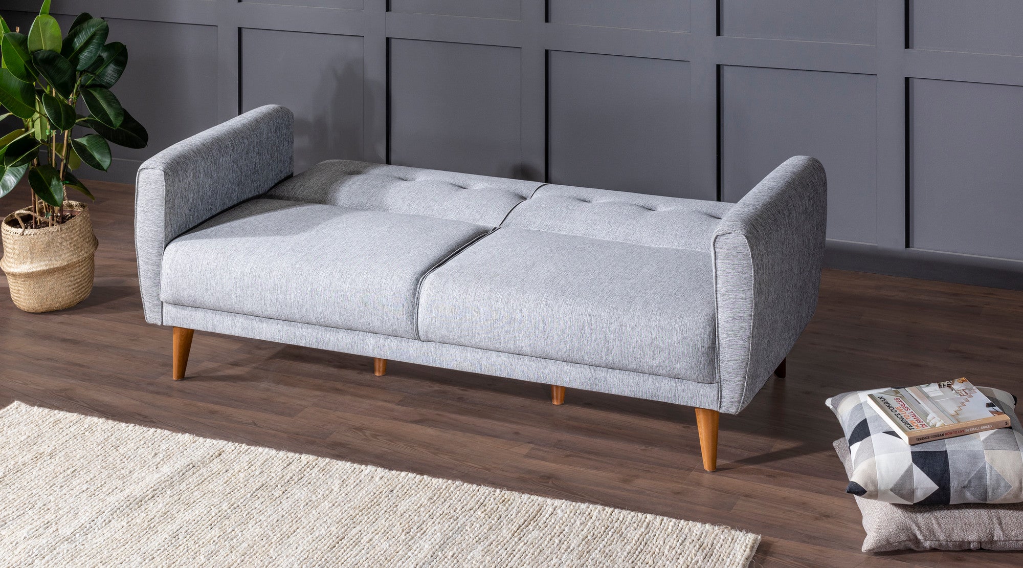 Aria - Grey 3-Seater Sofa Bed | Large Pull-Out Couch for Guests