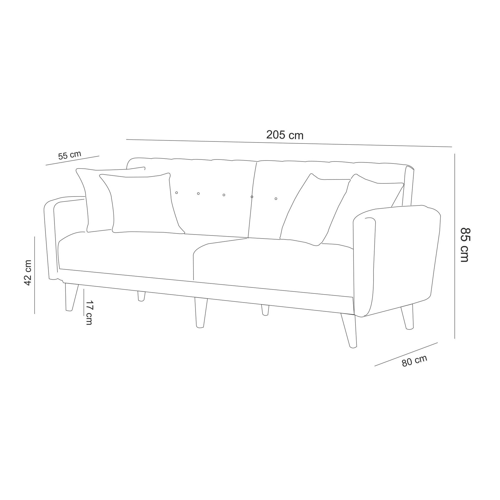 Aria - Grey 3-Seater Sofa Bed | Large Pull-Out Couch for Guests