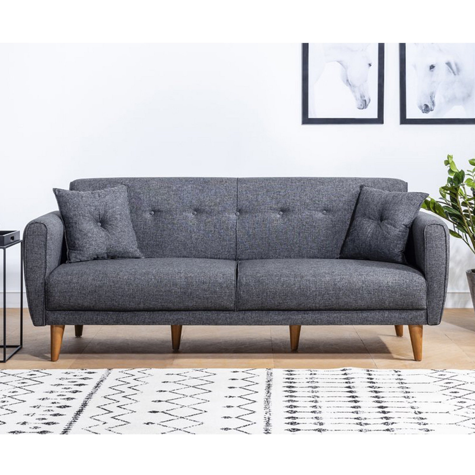 Aria - Dark Grey 3-Seater Sofa Bed | Large Pull-Out Couch for Guests