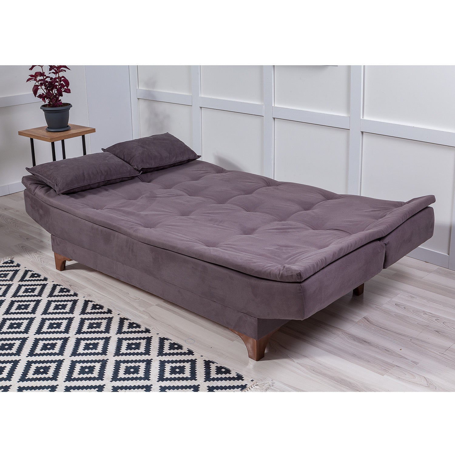 Kelebek - Anthracite 3-Seater Sofa Bed | Large Pull-Out Couch for Guests