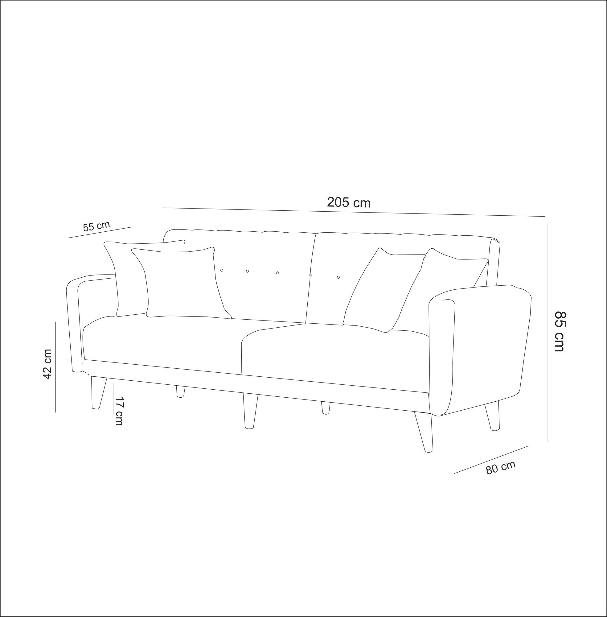 Aria - Green 3-Seater Sofa Bed | Large Pull-Out Couch for Guests