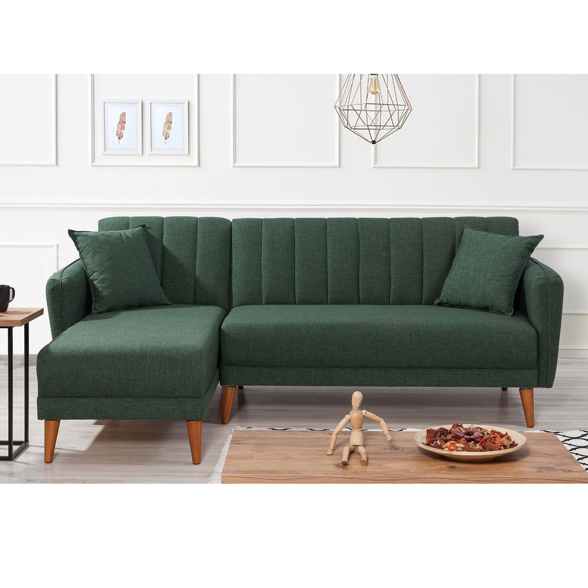 Aqua – Dark Green L Shaped Corner Sofa Bed | Modular Sectional