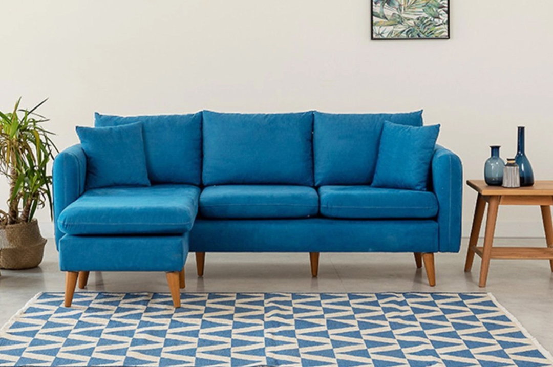 Sofia – Dark Blue L Shape Corner Sofa | Designer Sectional for Living Room
