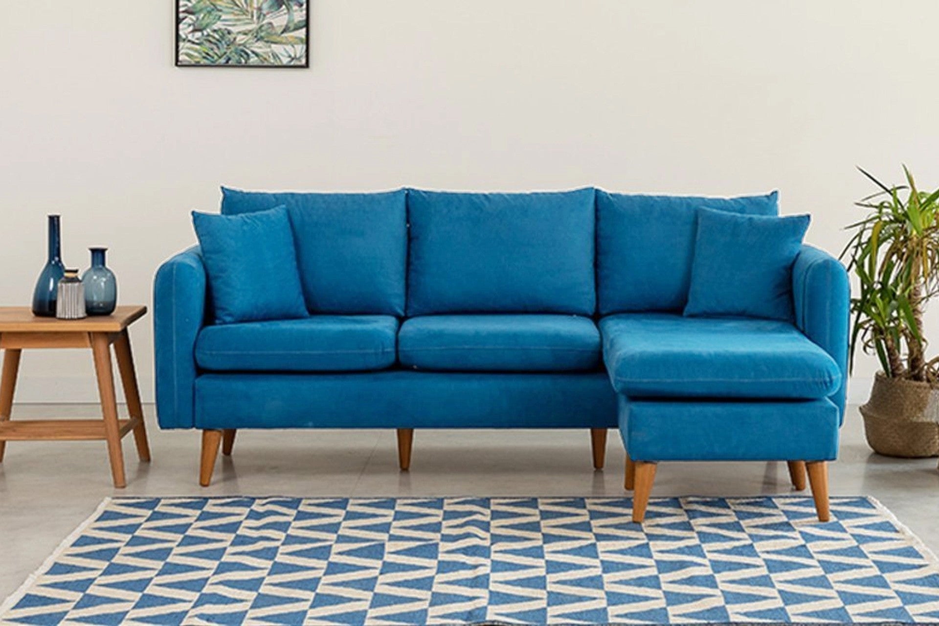 Sofia – Dark Blue L Shape Corner Sofa | Designer Sectional for Living Room