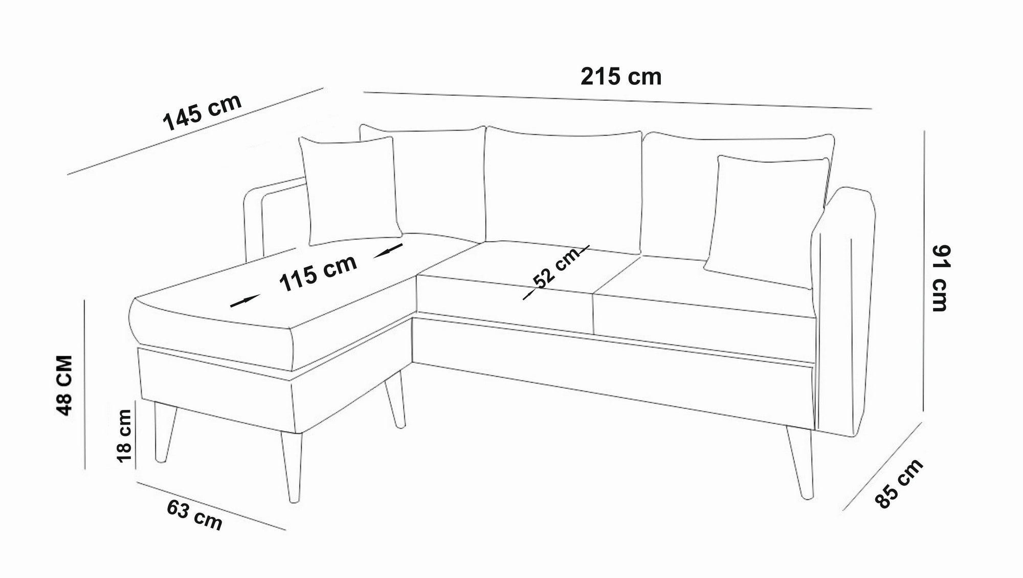 Sofia – Dark Blue L Shape Corner Sofa | Designer Sectional for Living Room