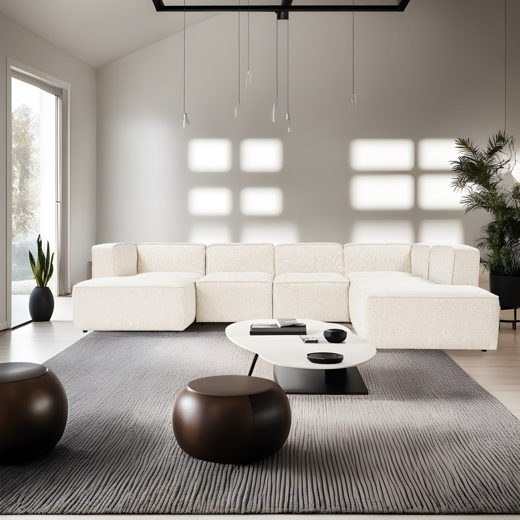 More – Cream L Shape Corner Sofa | Designer Sectional for Living Room