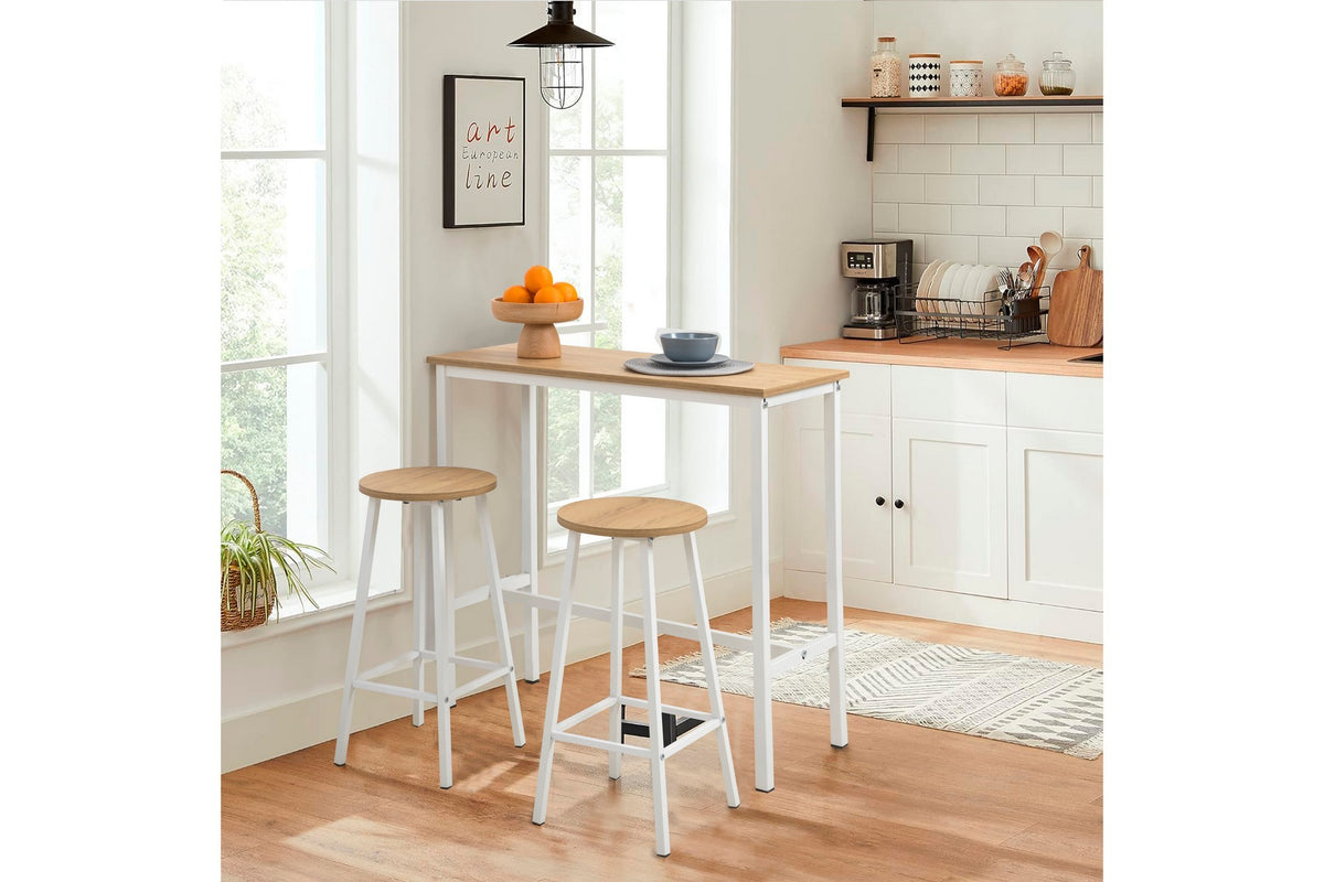 Set of 3 Mola Set 100 Bar Table and 2 Stools Set in White – product image 1