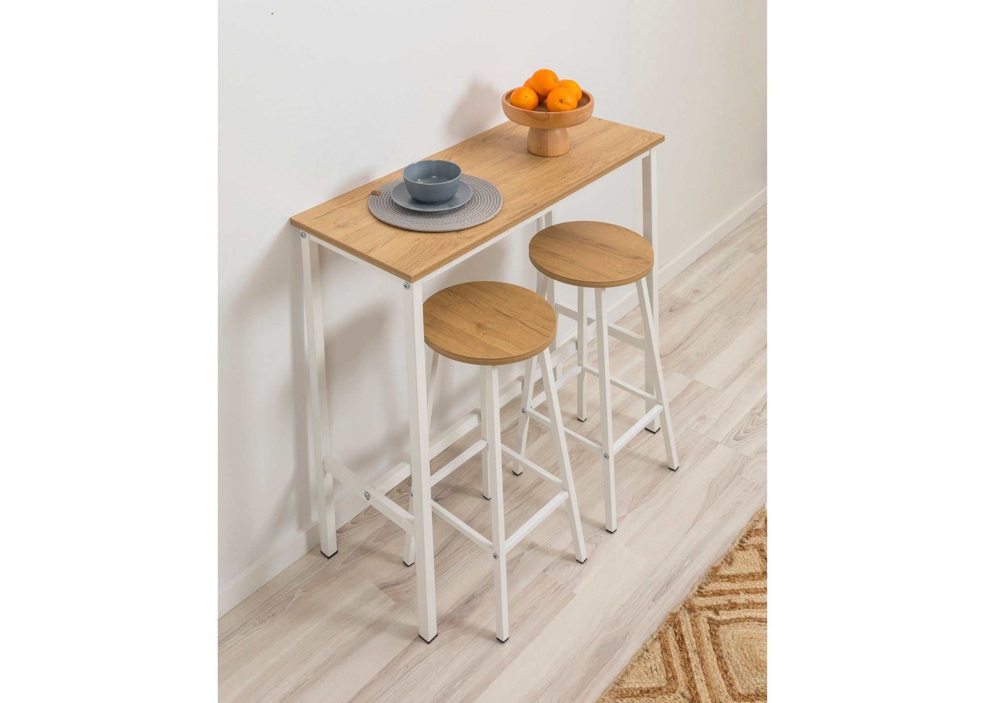 Set of 3 Mola Set 100 Bar Table and 2 Stools Set in White – product image 2