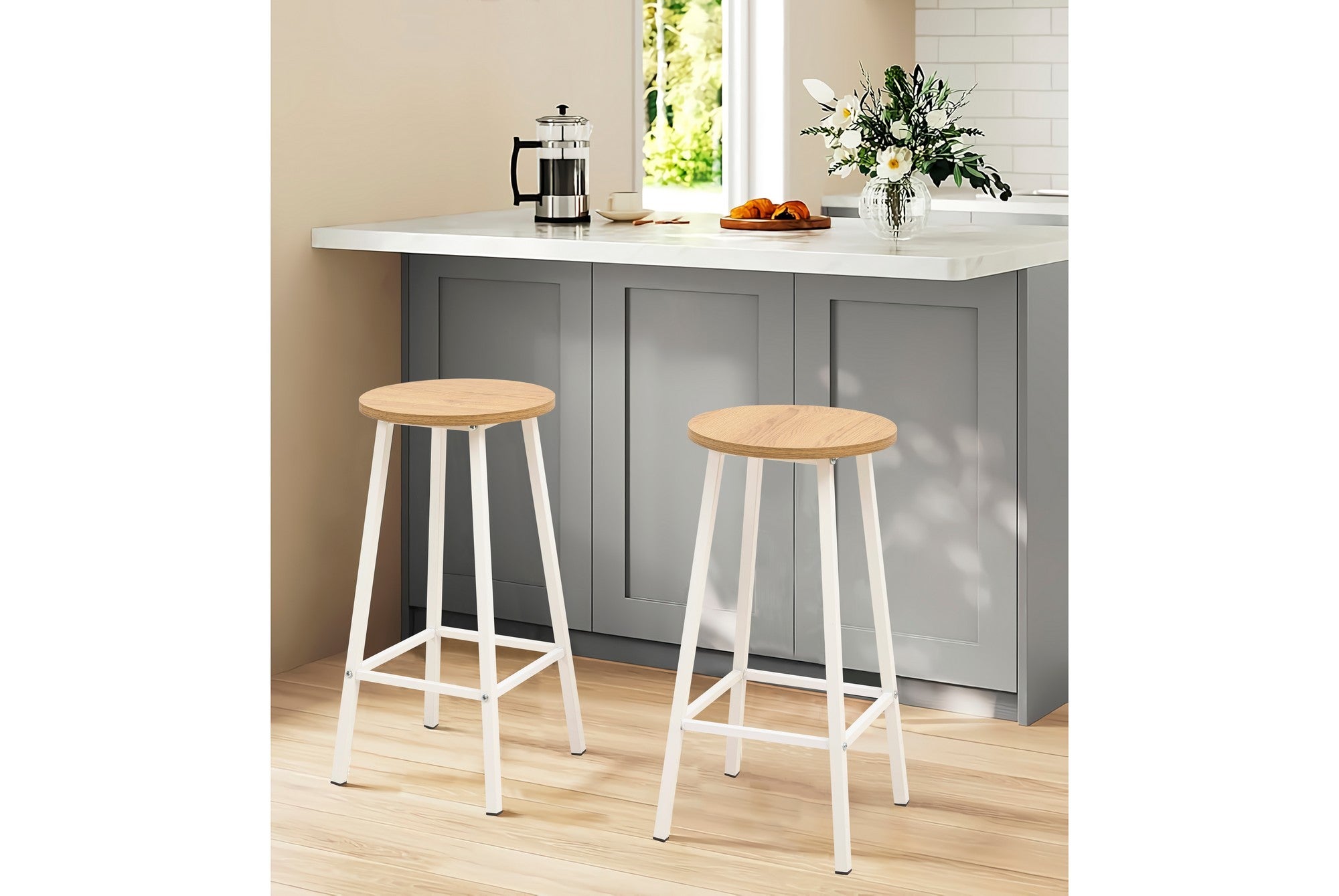 Set of 3 Mola Set 100 Bar Table and 2 Stools Set in White – product image 3