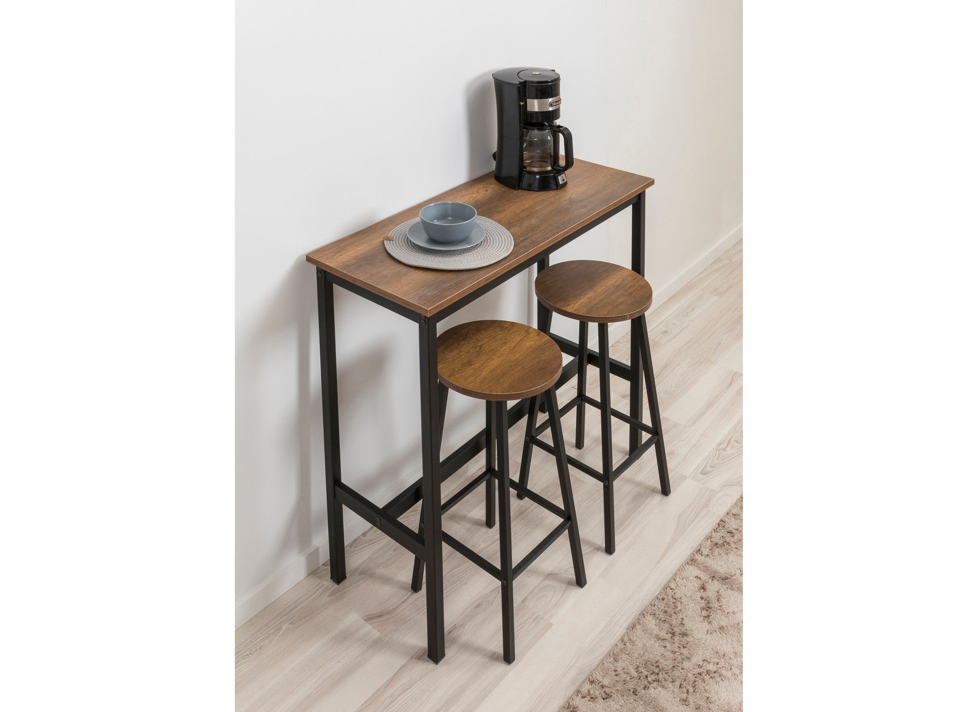 Set of 3 Mola Set 100 Bar Table and 2 Stools Set in Black – product image 2