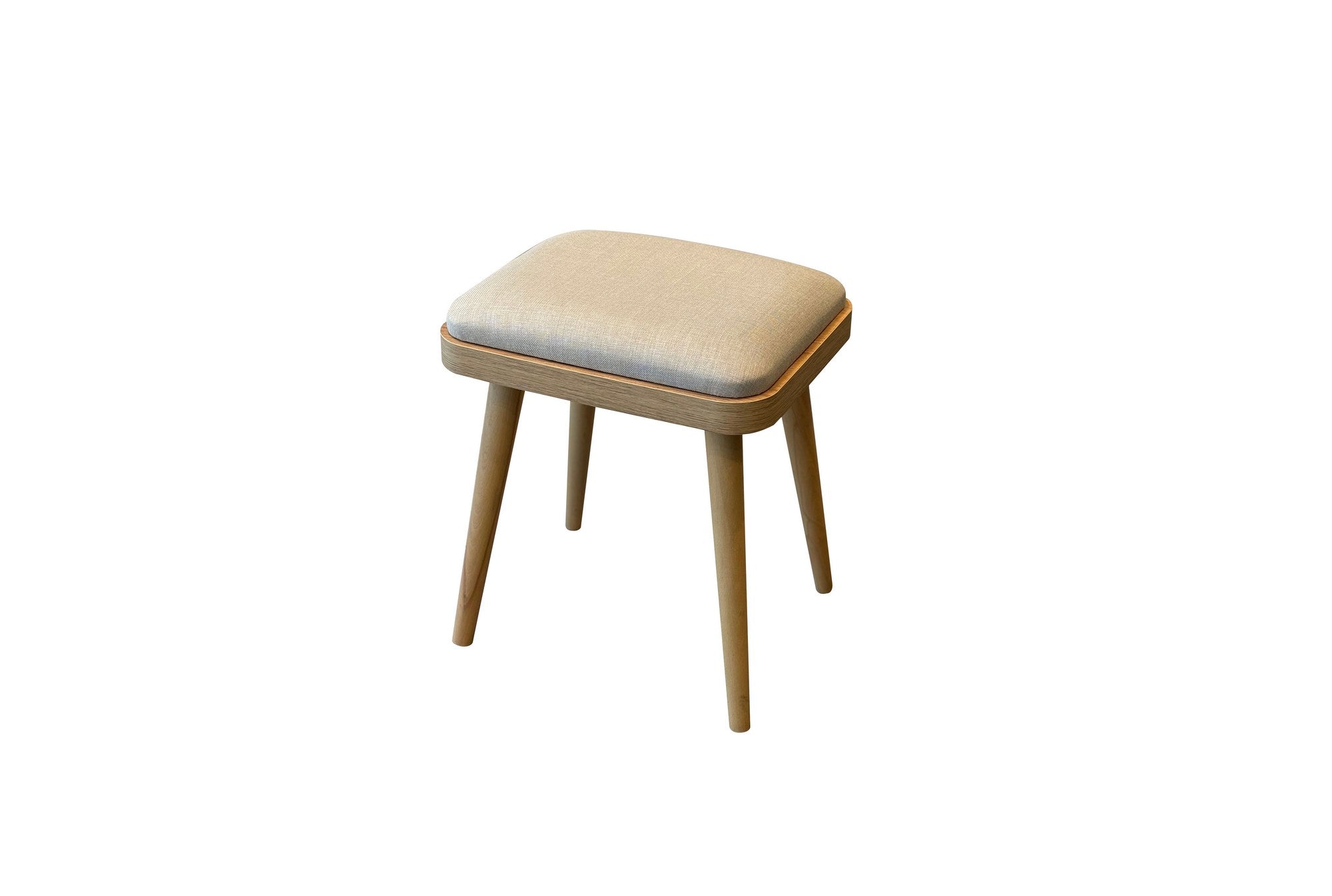Set of 2 Vina Mini 1005 Linen Stools in Oak and Cream
