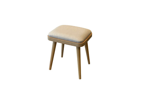 Set of 2 Vina Mini 1005 Linen Stools in Oak and Cream