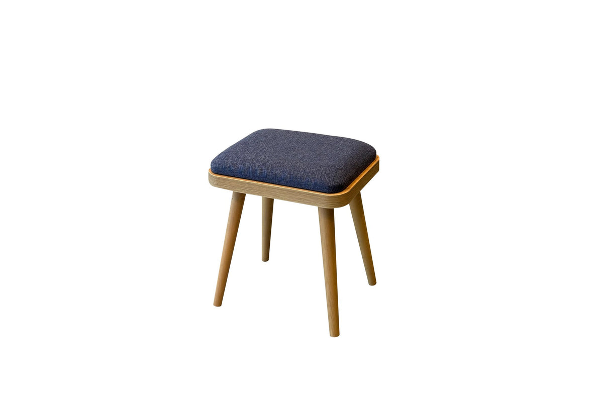 Set of 2 Vina Mini 1048 Linen Stools in Oak and Dark Blue – product image 1