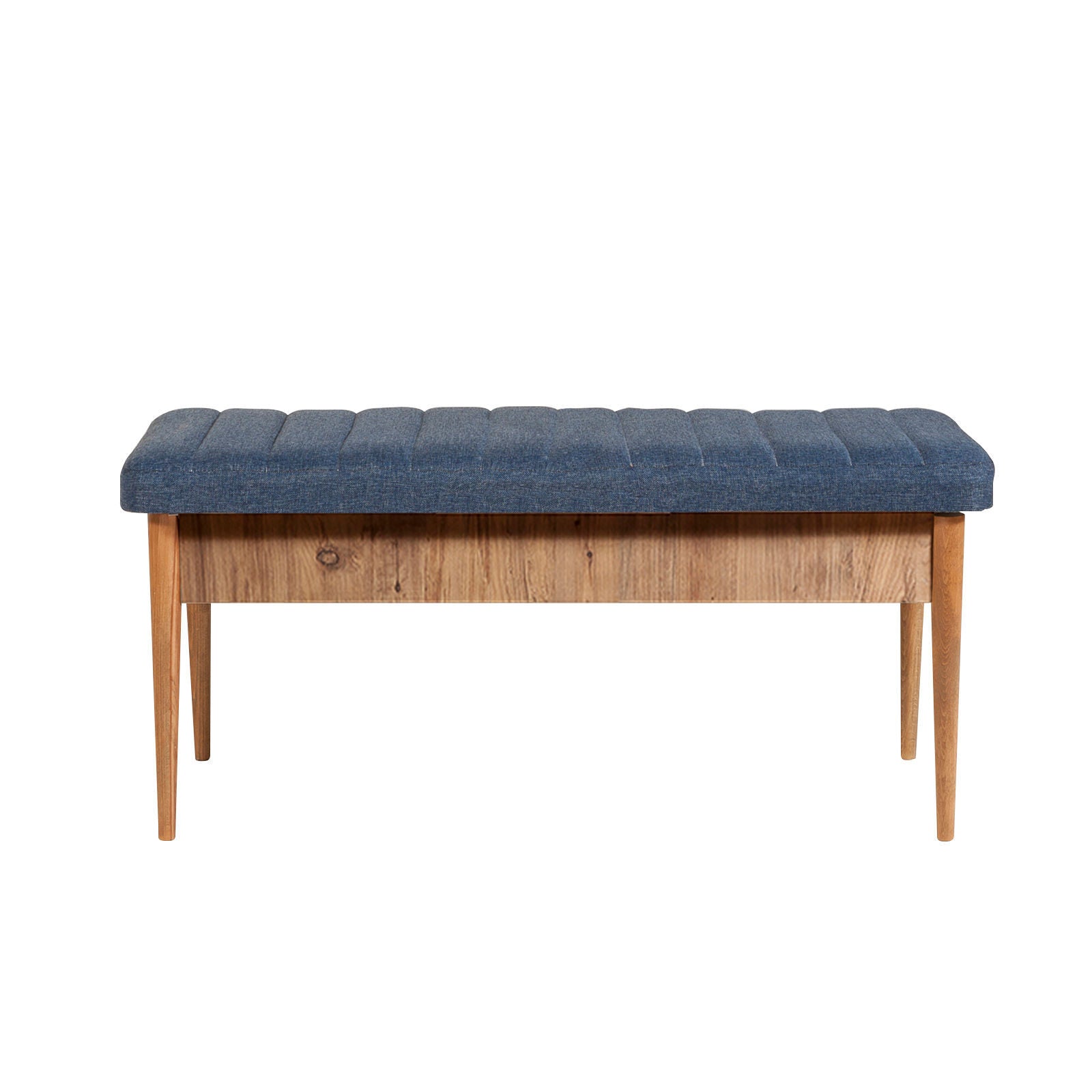Banc Vina en lin, pin de l’Atlantique et bleu foncé