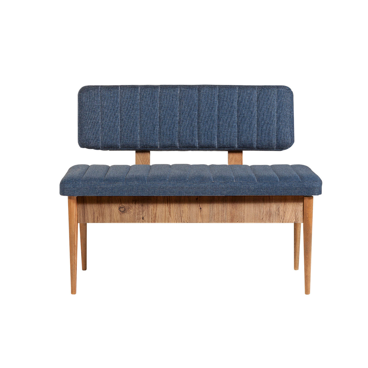 Vina Linen Storage Bench in Atlantic Pine and Dark Blue – product image 1
