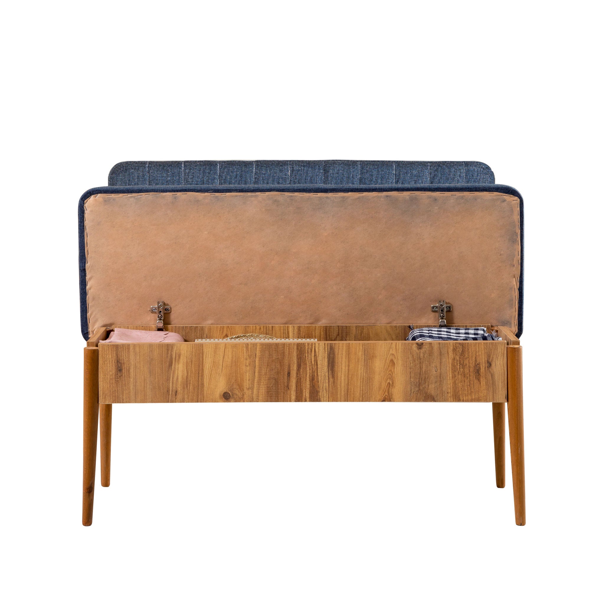 Vina Linen Storage Bench in Atlantic Pine and Dark Blue – product image 5