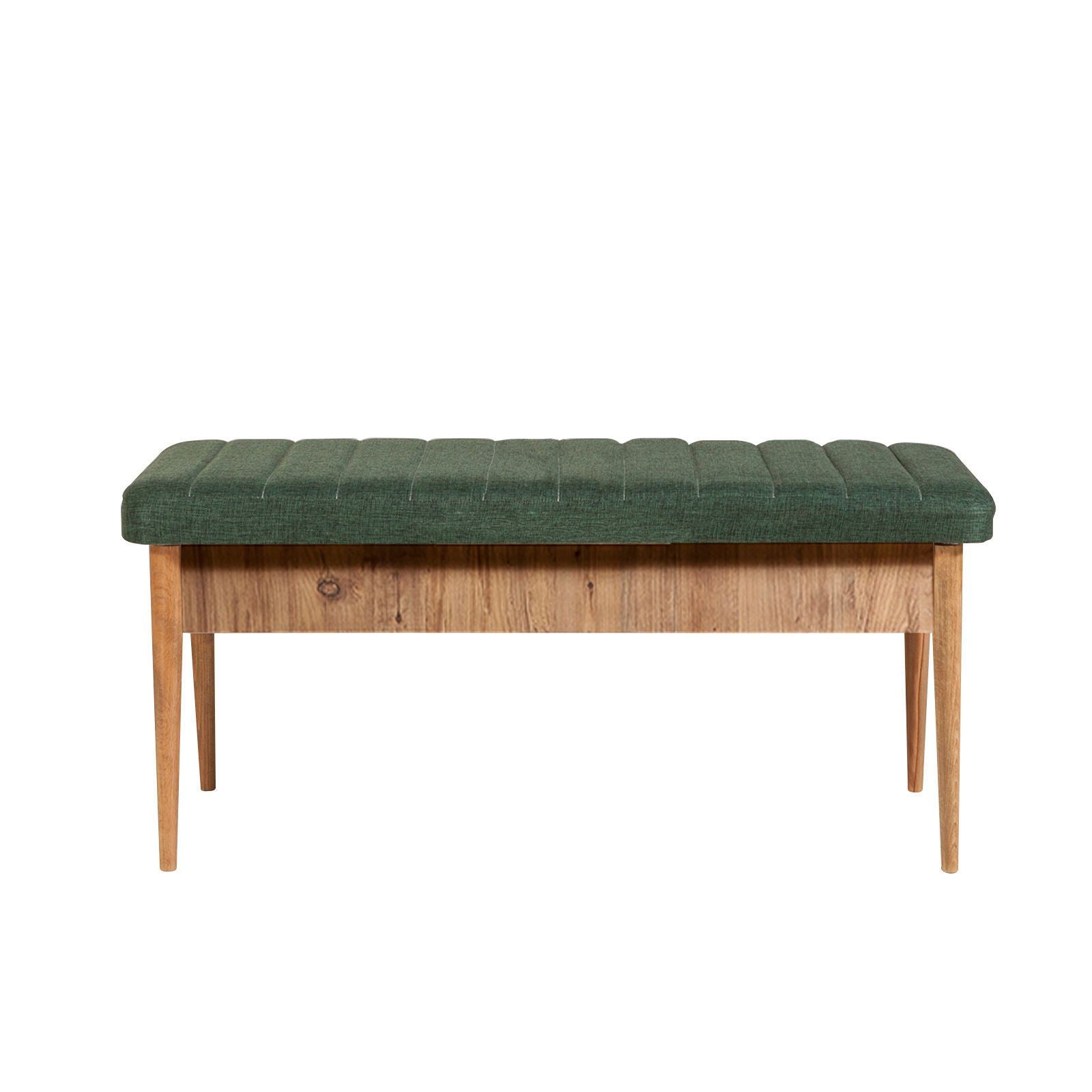 Vina Linen Bench in Atlantic Pine and Green